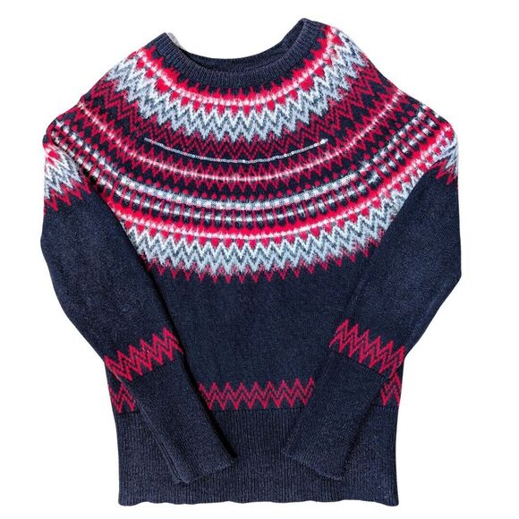 Tommy Hilfiger Sweater Womens Small Fair Isle Wool Blend Sequin Nordic Ski Lodge - Picture 2 of 8